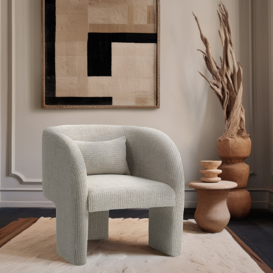 Sawyer Weaved Fabric Upholstered Accent Chair β Textured Modern Seating with Wooden Frame
