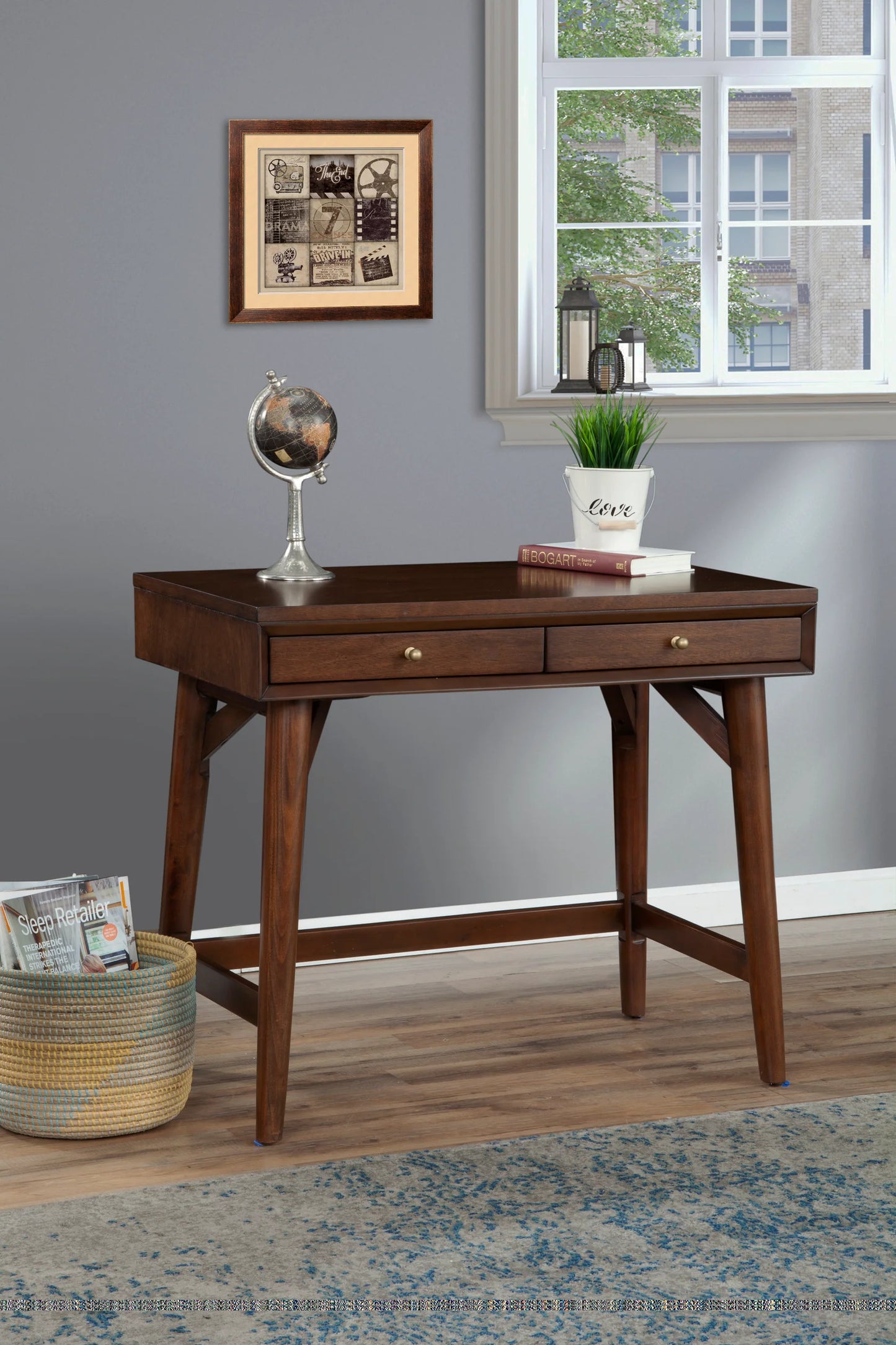 Flynn Mini Desk in Rich Walnut – Compact and Stylish Workspace for Modern Homes
