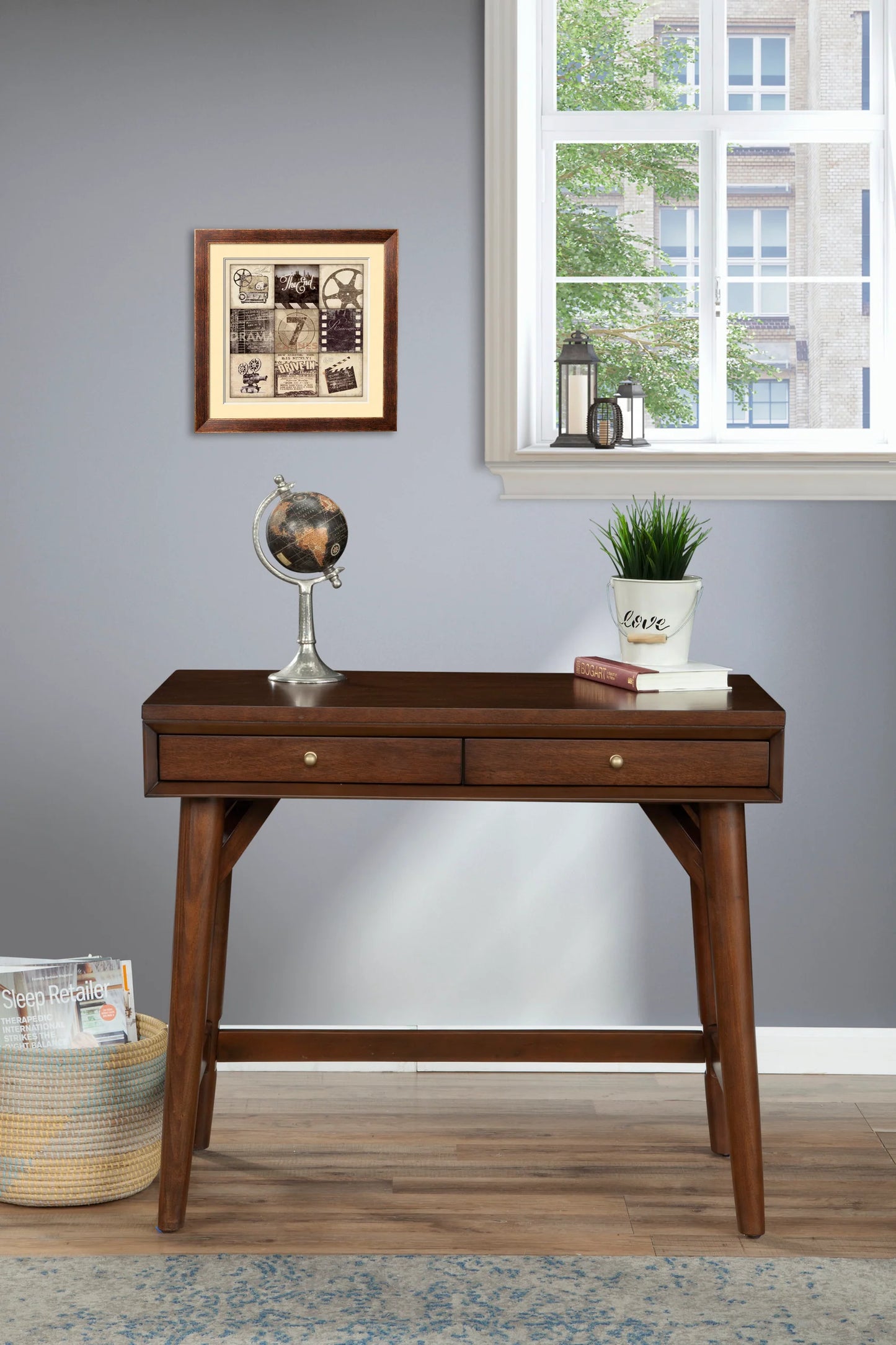 Flynn Mini Desk in Rich Walnut – Compact and Stylish Workspace for Modern Homes