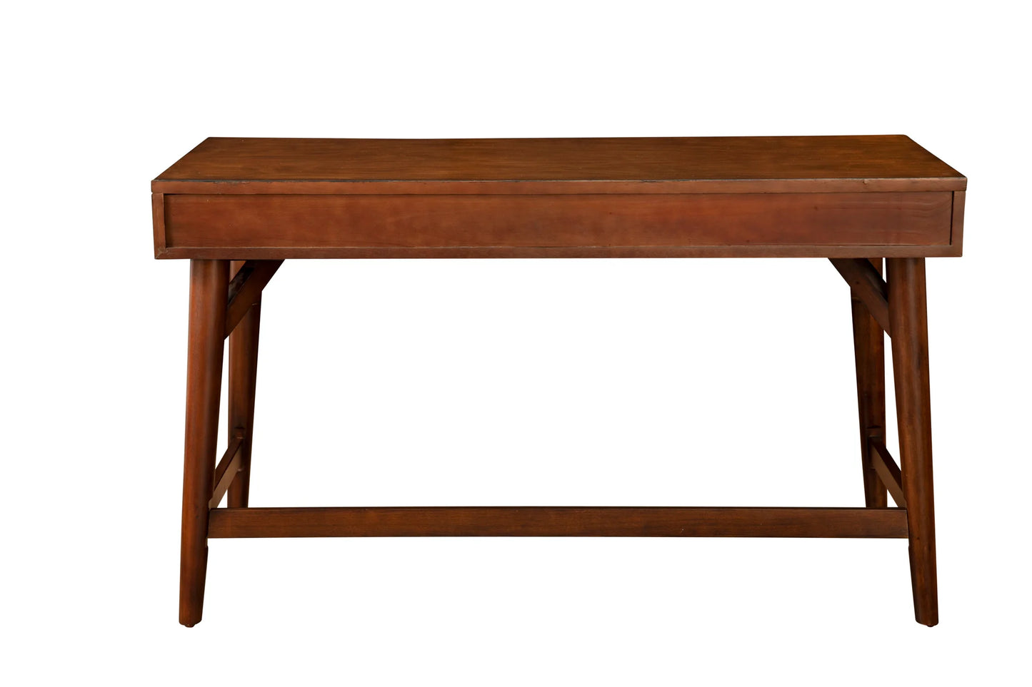 Flynn Large Desk in Rich Walnut - Mid-Century Modern Design with Three Felt-Lined Drawers and Elegant Tapered Legs for a Stylish Workspace
