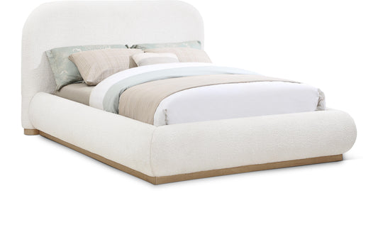 Vaughn Boucle Upholstered Bed β Modern Platform Bed with Soft Textured Fabric