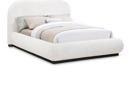 Vaughn Boucle Fabric Upholstered Bed β Cozy Modern Platform Bed with Textured Finish"