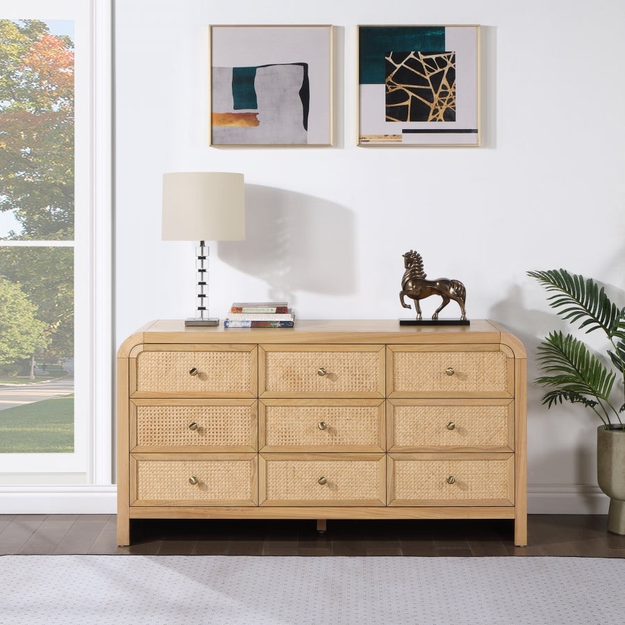 Siena Ash Wood & Natural Cane Dresser β Spacious 6-Drawer Storage with Organic Design