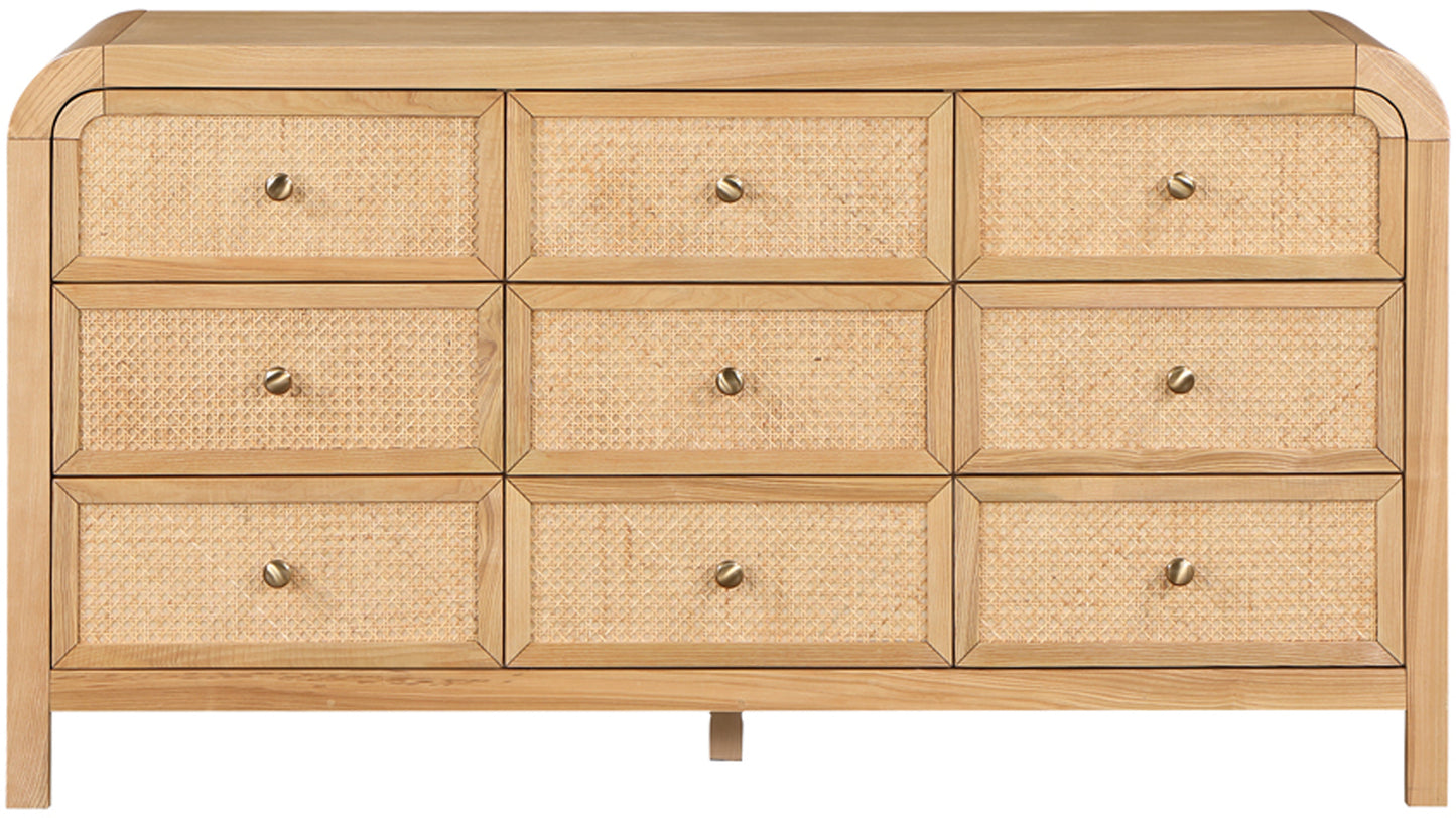 Siena Ash Wood & Natural Cane Dresser β Spacious 6-Drawer Storage with Organic Design