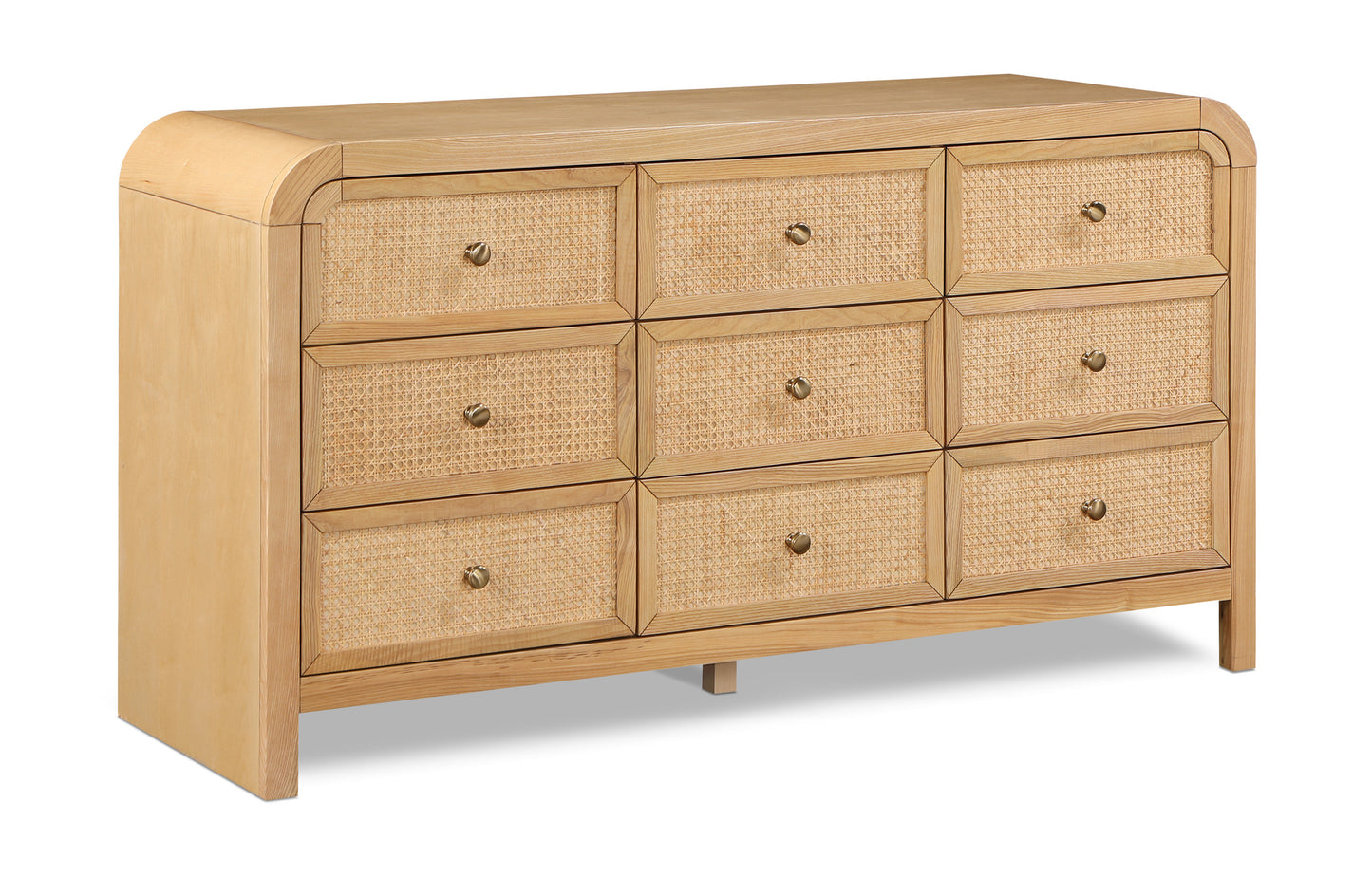 Siena Ash Wood & Natural Cane Dresser β Spacious 6-Drawer Storage with Organic Design
