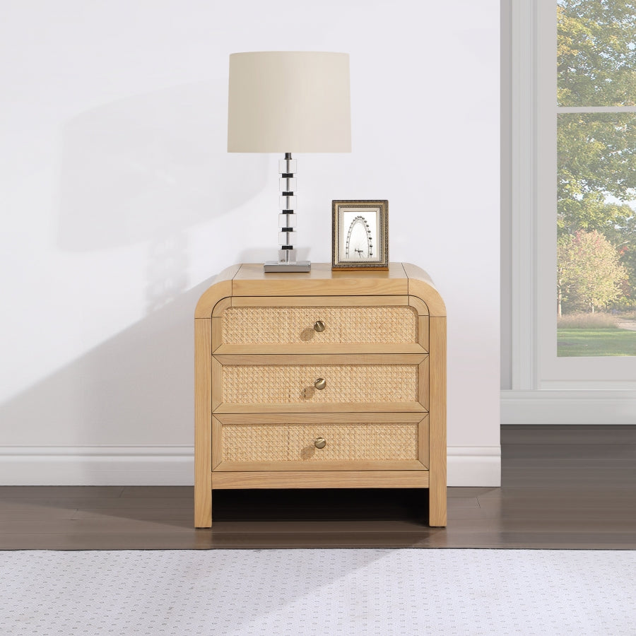 Siena Ash Wood & Natural Cane Nightstand – Breezy Boho Style with Organic Texture