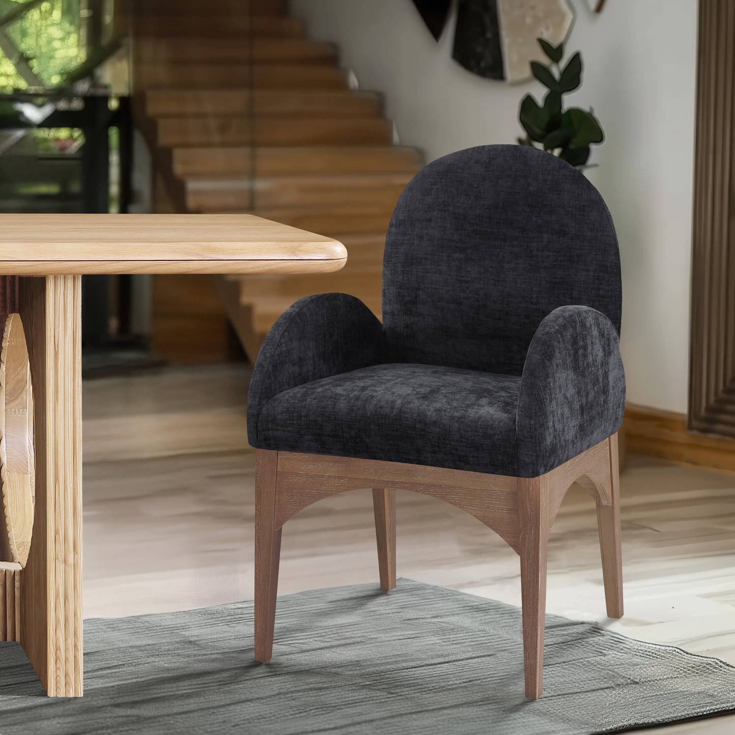 Waldorf Chenille Upholstered Dining Arm Chair – Elegant Comfort with Soft Textured Fabric