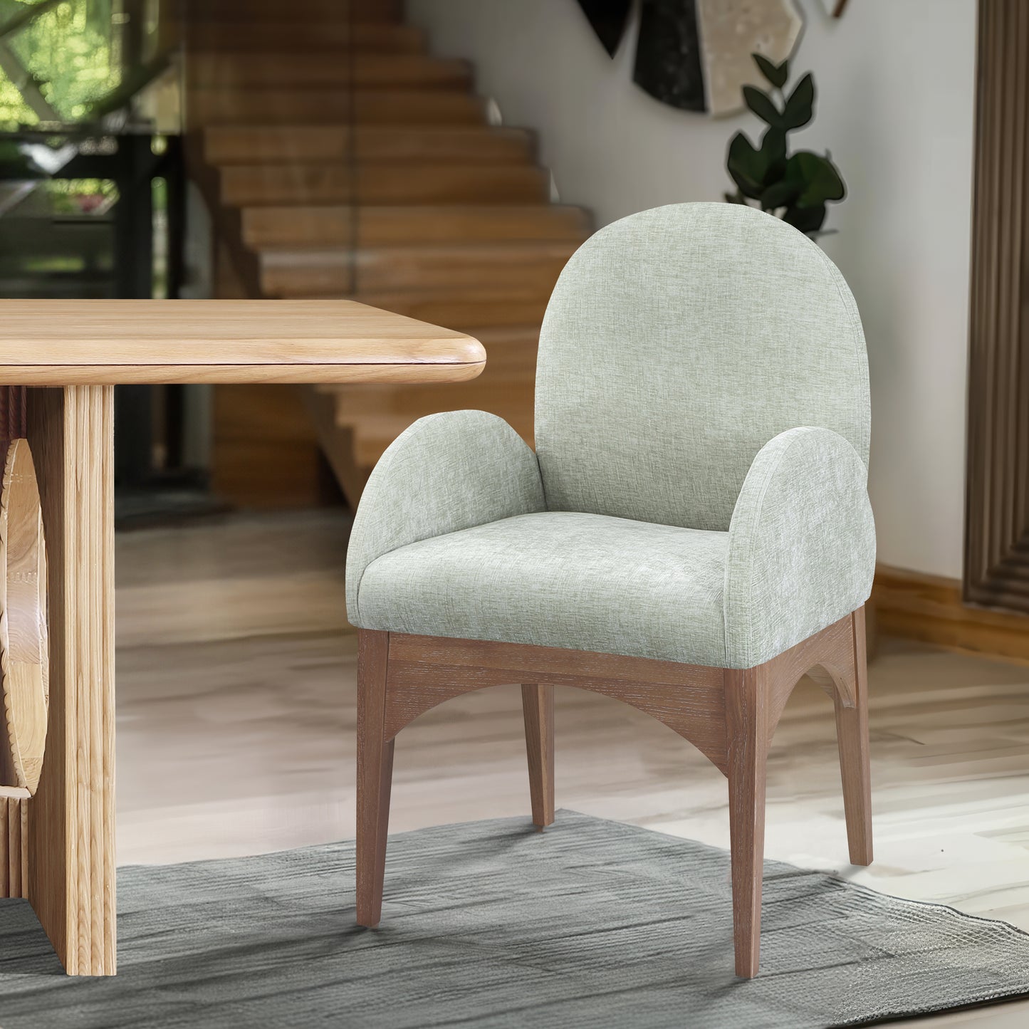 Waldorf Chenille Upholstered Dining Arm Chair – Elegant Comfort with Soft Textured Fabric
