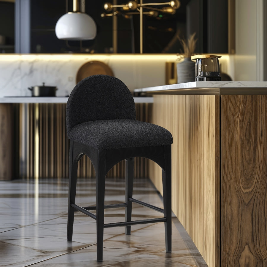 Waldorf Boucle Upholstered Counter Stool – Modern Textured Fabric Stool for Kitchen or Bar