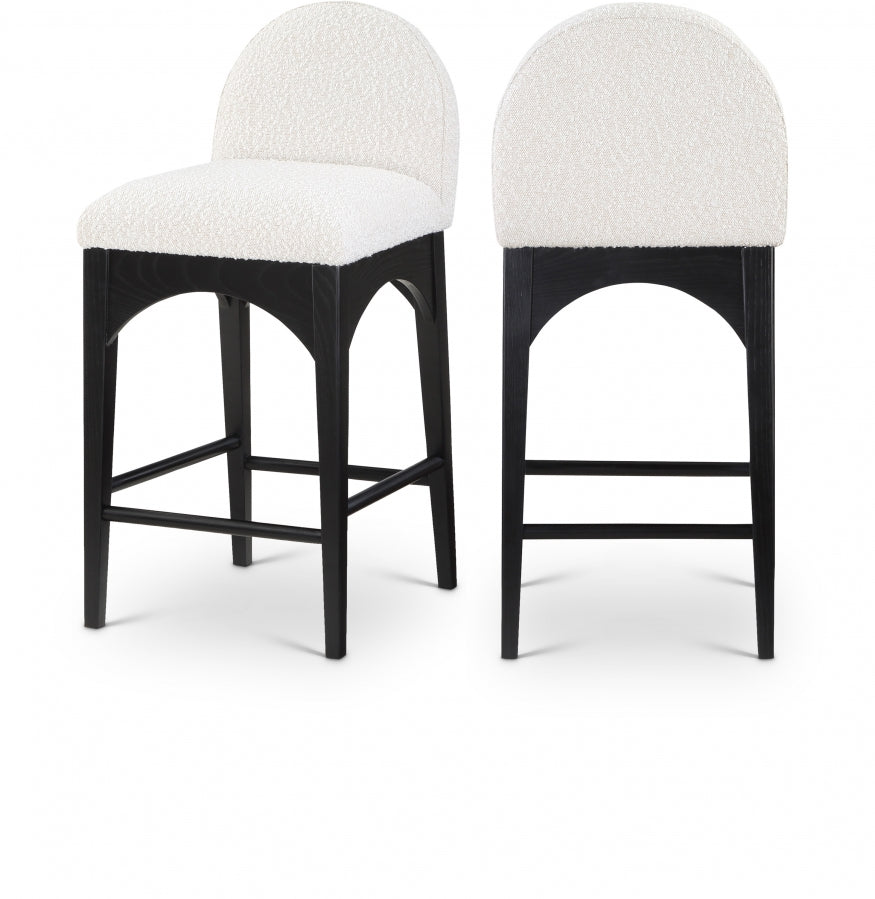Waldorf Boucle Upholstered Counter Stool – Modern Textured Fabric Stool for Kitchen or Bar