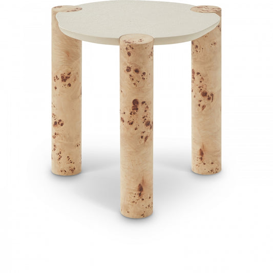 Thor Resin Top & Burl Veneer End Table β Modern Side Table with Bold Mixed-Material Design