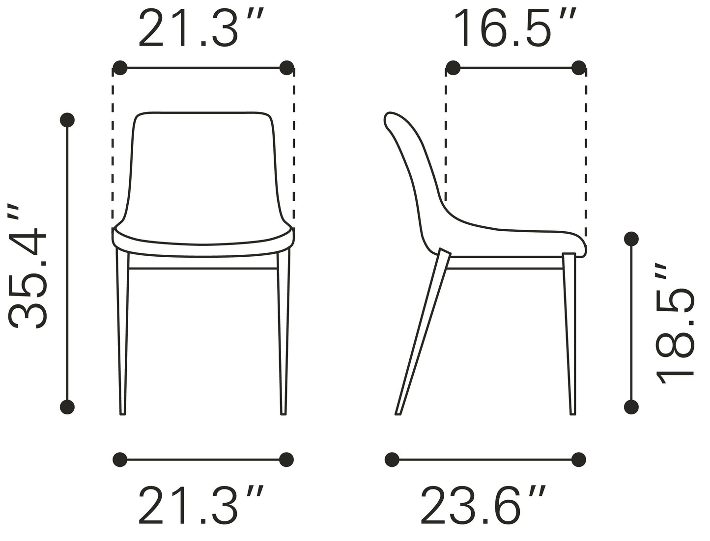 Magnus Dining Chair Set of 2 - Slate Gray & Walnut Modern and Stylish Upholstered Chairs for Elegant Dining Rooms