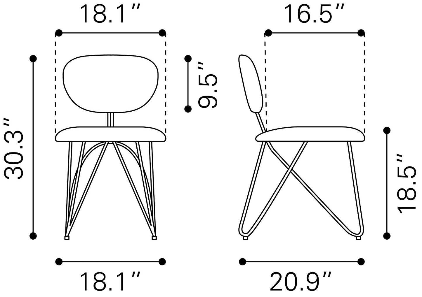 Novi Dining Chair Set of 2 - Dove Gray Modern Upholstered Chairs for Stylish Dining Spaces