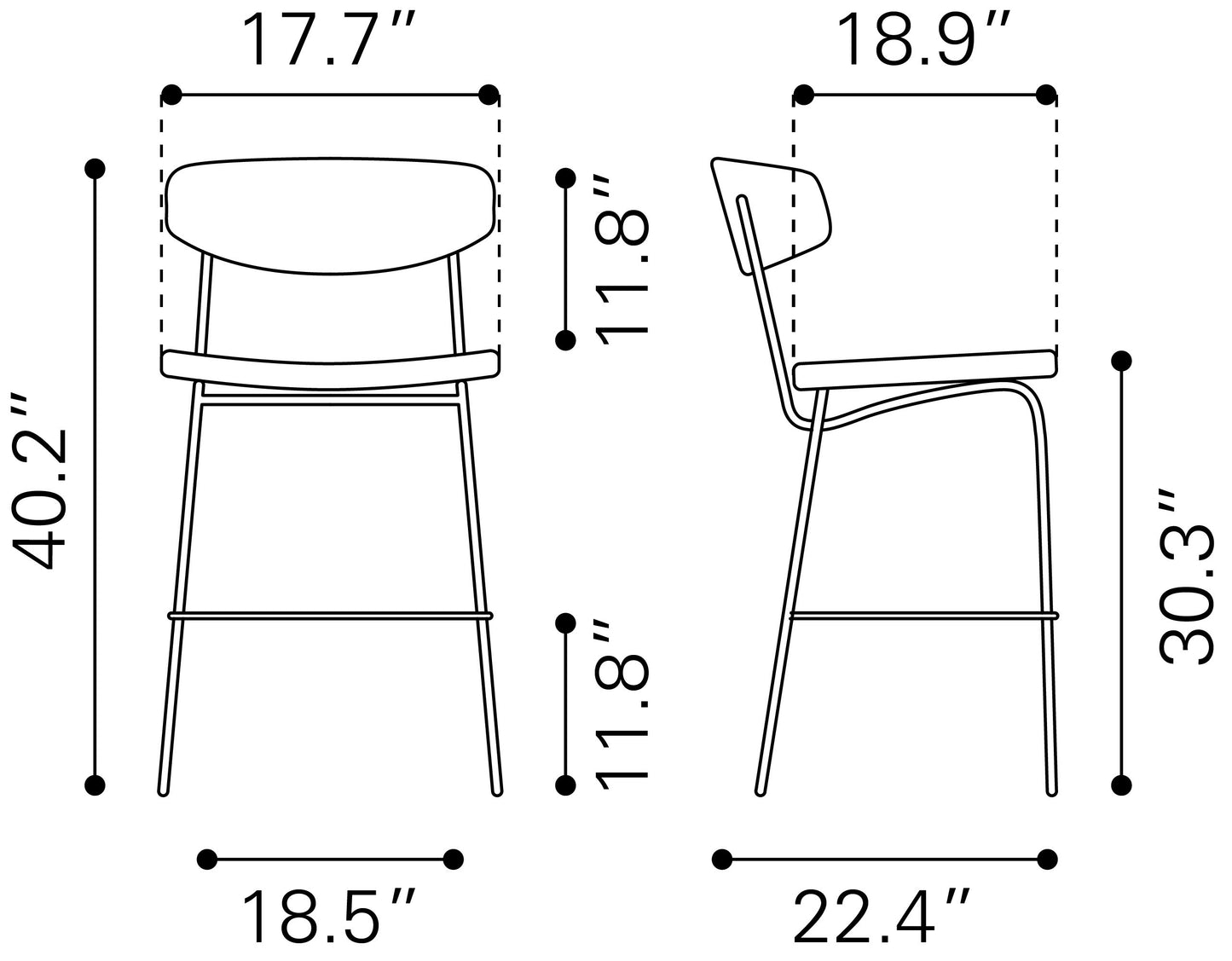 Charon Barstool (Set of 2) Vintage Brown β Elegant and Comfortable Vintage Brown Barstools for Contemporary Kitchens or Bars