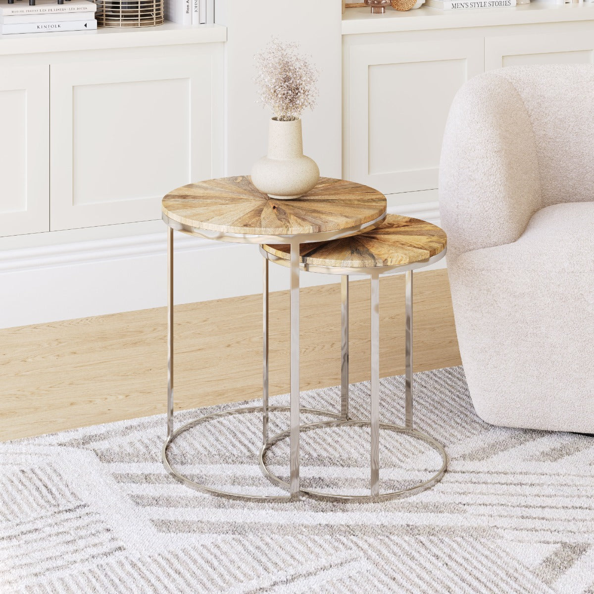 Bari Nesting Table Set (2-Piece) - Chic Natural Design for Versatile Home Decor