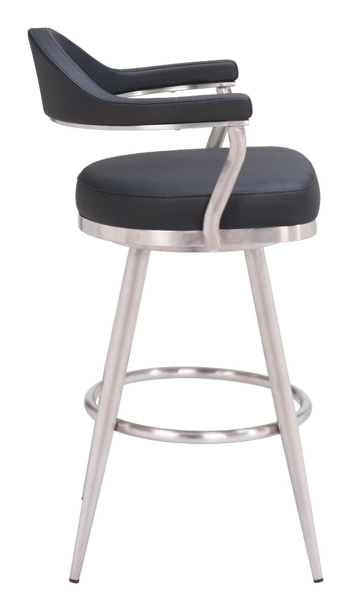 Vagur Swivel Barstool - Black Modern and Stylish Swivel Barstool for Contemporary Kitchens and Bars