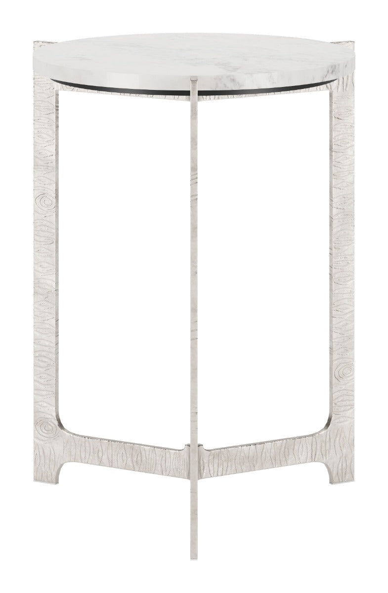 Barmas White & Silver Side Table - Stylish Modern Accent for Your Home