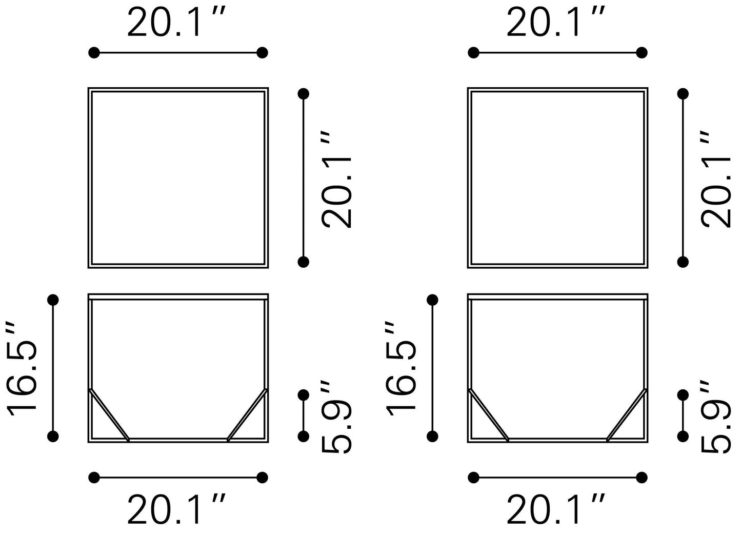 Arzon Coffee Table Set (2-Piece) - Bronze Elegant and Modern Coffee Tables for Contemporary Living Rooms