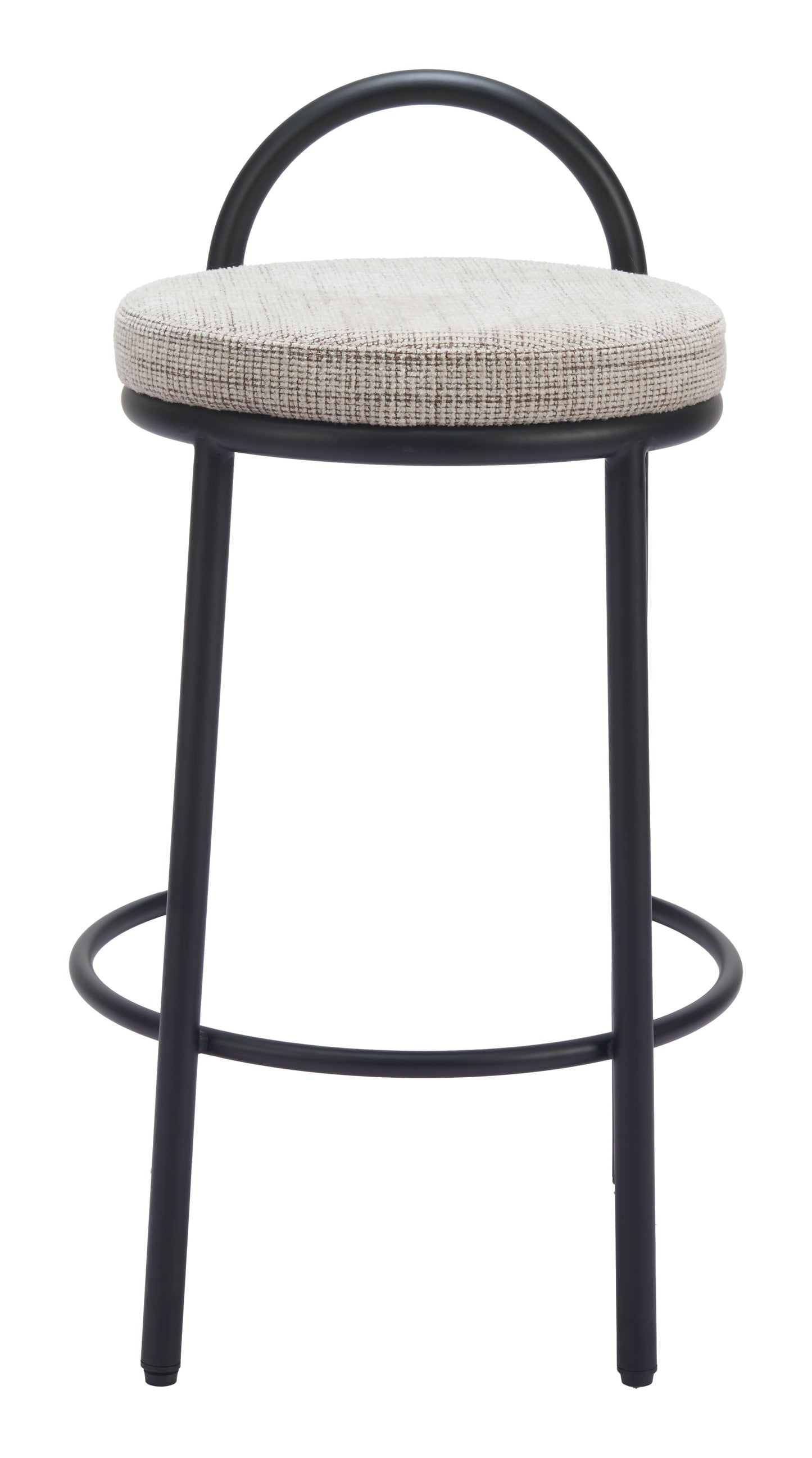 Sisal Counter Stool Set of 2 - Beige Tweed Stylish Upholstered Stools for Modern Kitchens and Dining Areas