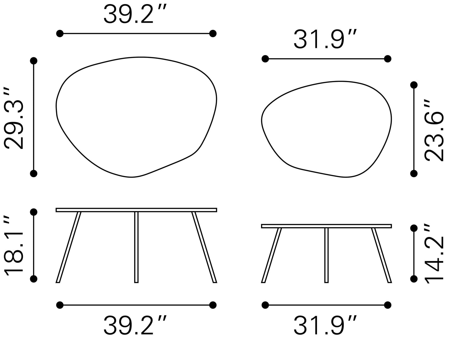 Castelo Coffee Table Set (2-Piece) - Brass & Black Stylish and Sophisticated Coffee Tables for Modern Living Rooms