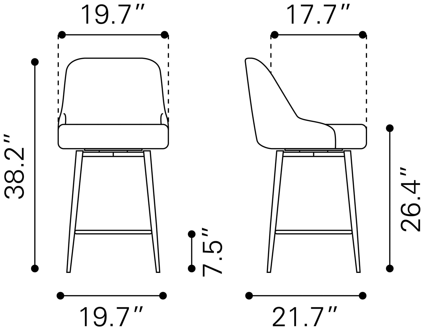 Keppel Swivel Counter Stool - Brown Sleek and Comfortable Swivel Stool for Modern Kitchens and Dining Areas