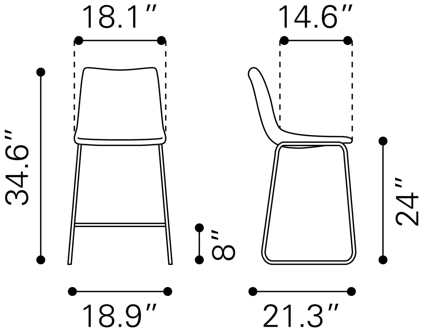 Smart Counter Stool (Set of 2) Charcoal