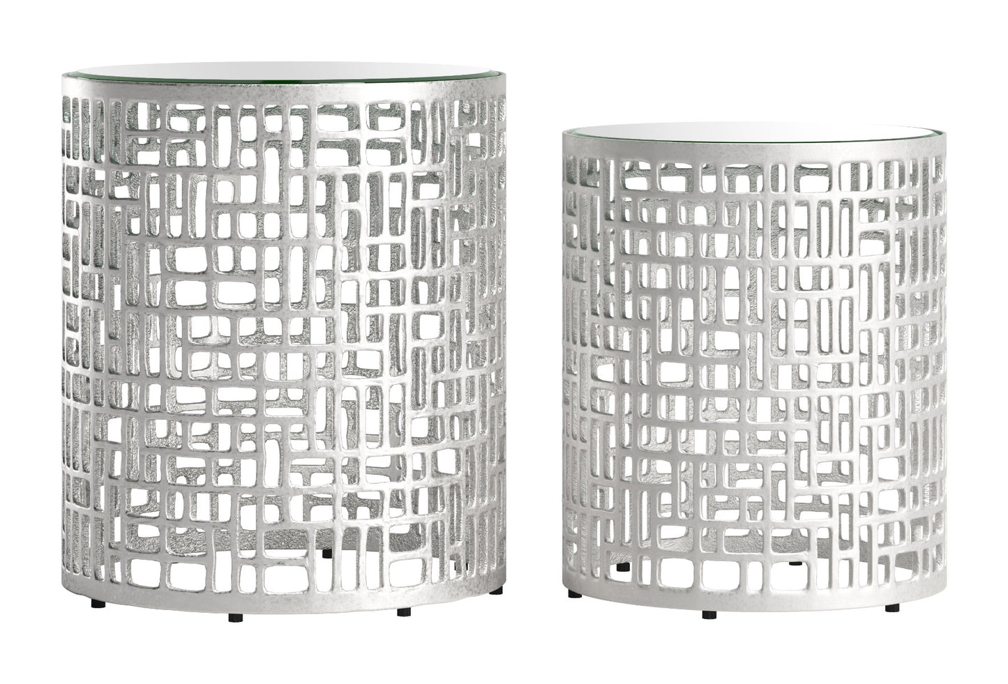 Reden Side Table Set (2-Piece) Silver β Elegant and Modern Silver Accent Tables for Living Room or Bedroom Decor