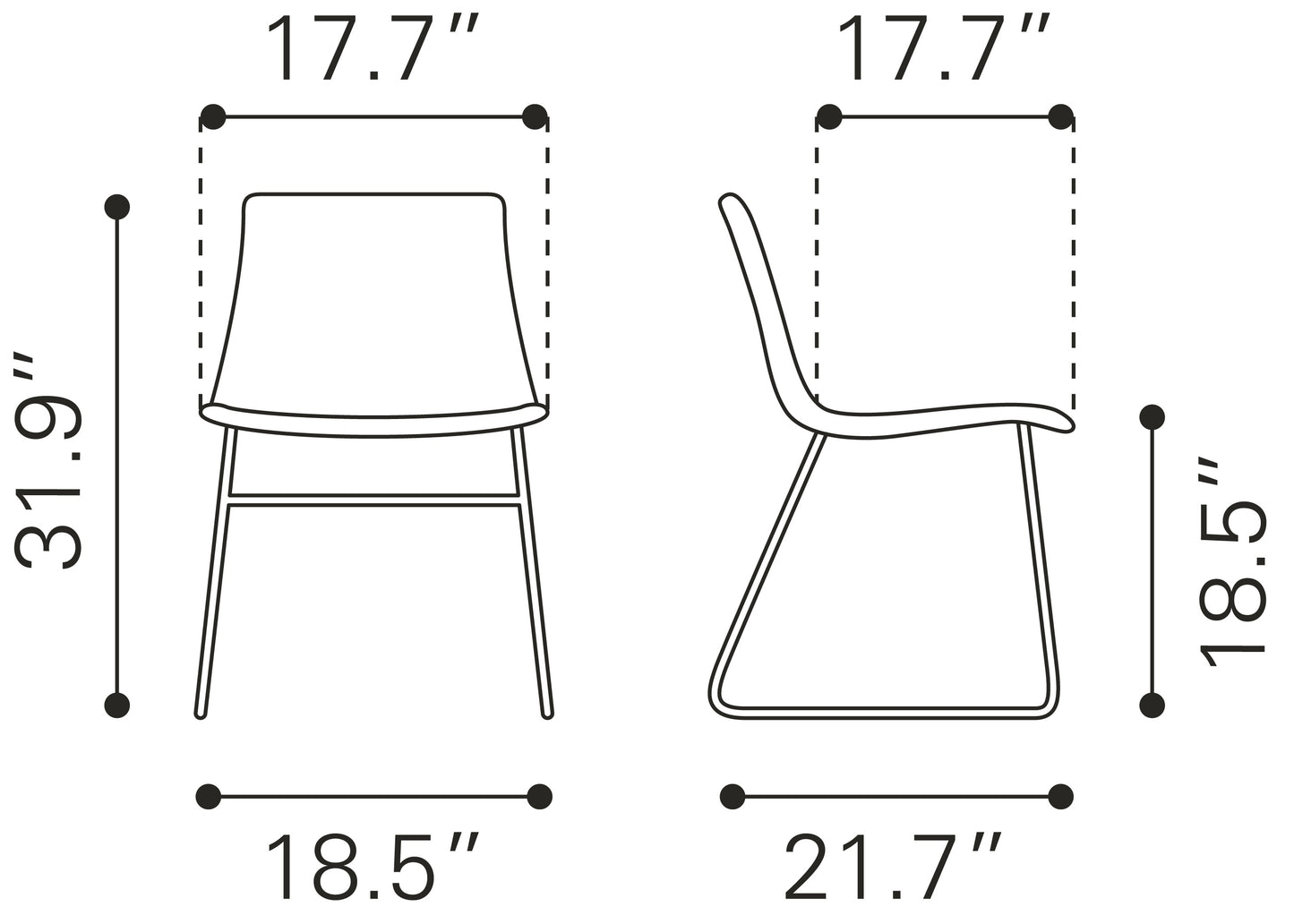 Jack Dining Chair (Set of 2) Vintage Black