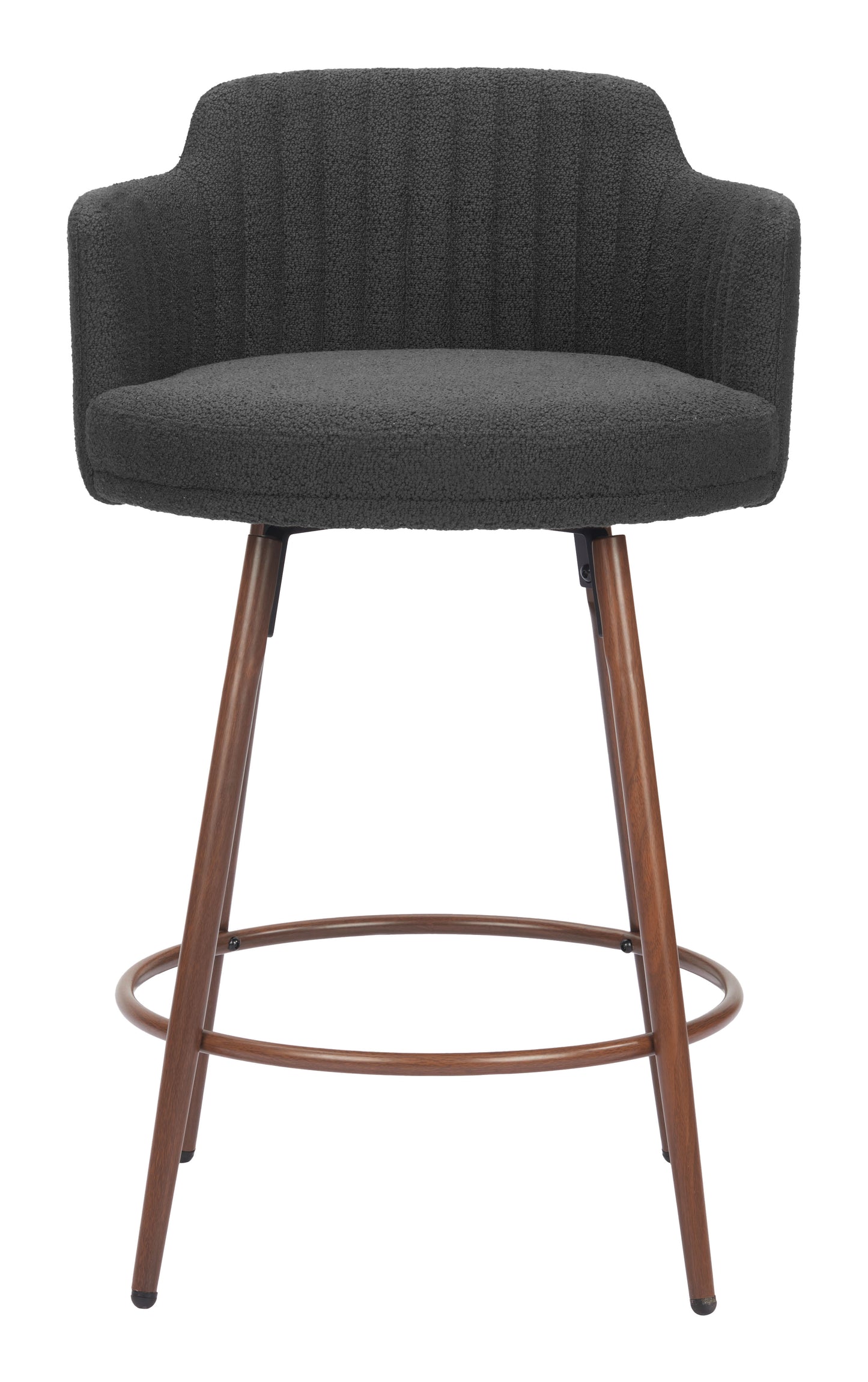 Kono Swivel Counter Stool (Set of 2) Black & Walnut - Stylish & Functional Counter Stools with a Chic Black Upholstery and Walnut Wood Accents for a Modern Look