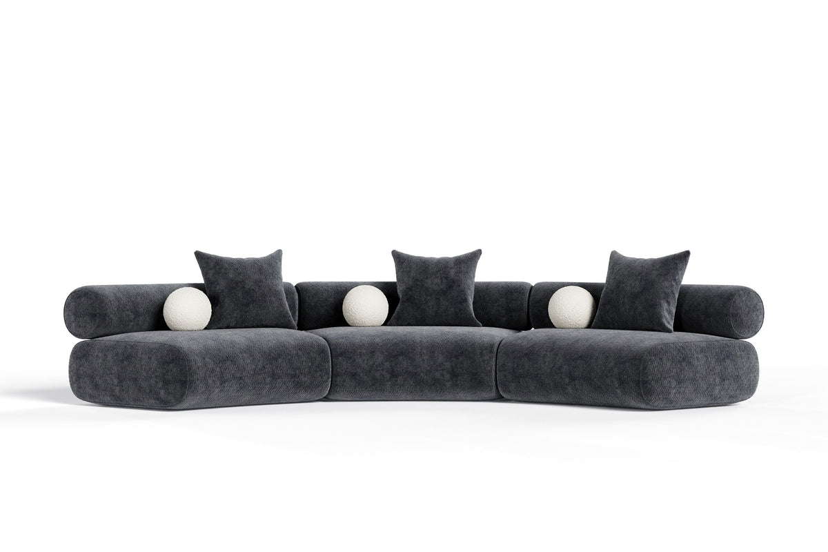 Simpson Dark Grey Curved Modular Sectional Sofa