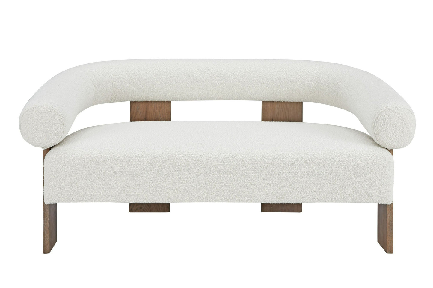 Modrest Aledo Modern Off-White Fabric and Oak Loveseat β A Stylish and Comfortable Addition to Any Living Space