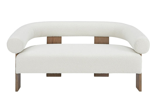 Modrest Aledo Modern Off-White Fabric and Oak Loveseat β A Stylish and Comfortable Addition to Any Living Space