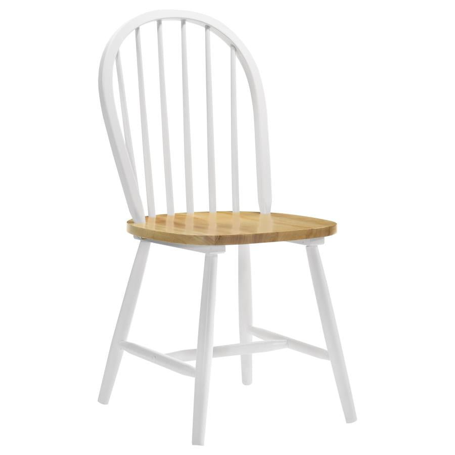 Windsor Side Chairs (Set of 4) – Natural Brown and White Finish for Classic Charm and Comfortable Dining Seating