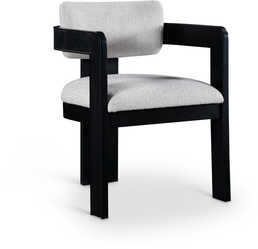 Sacha Linen Textured Fabric Upholstered Dining Chair β Tufted Backrest with Modern Elegance