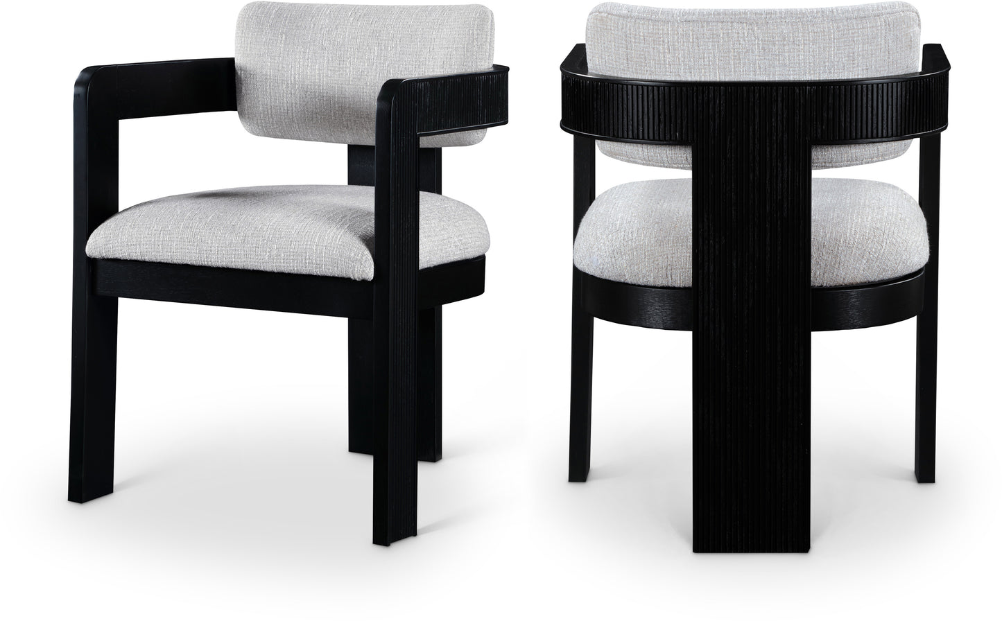 Sacha Linen Textured Fabric Upholstered Dining Chair β Tufted Backrest with Modern Elegance