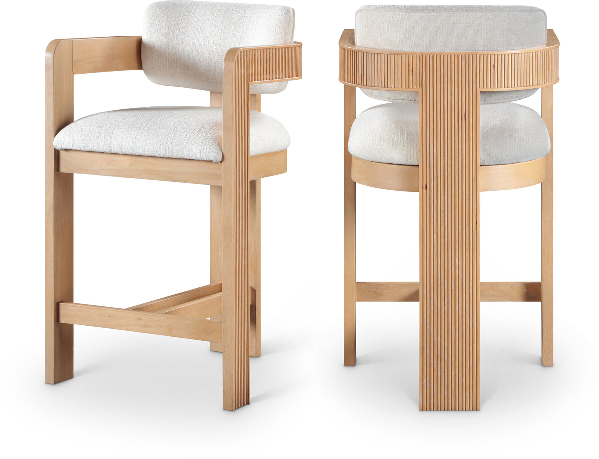 Sacha Linen Textured Fabric Upholstered Counter Stool