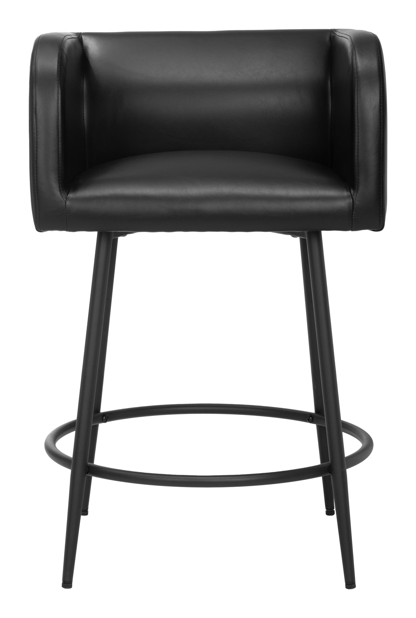 Horbat Counter Stool Set of 2 - Black Modern and Stylish Upholstered Stools for Contemporary Kitchens and Dining Spaces