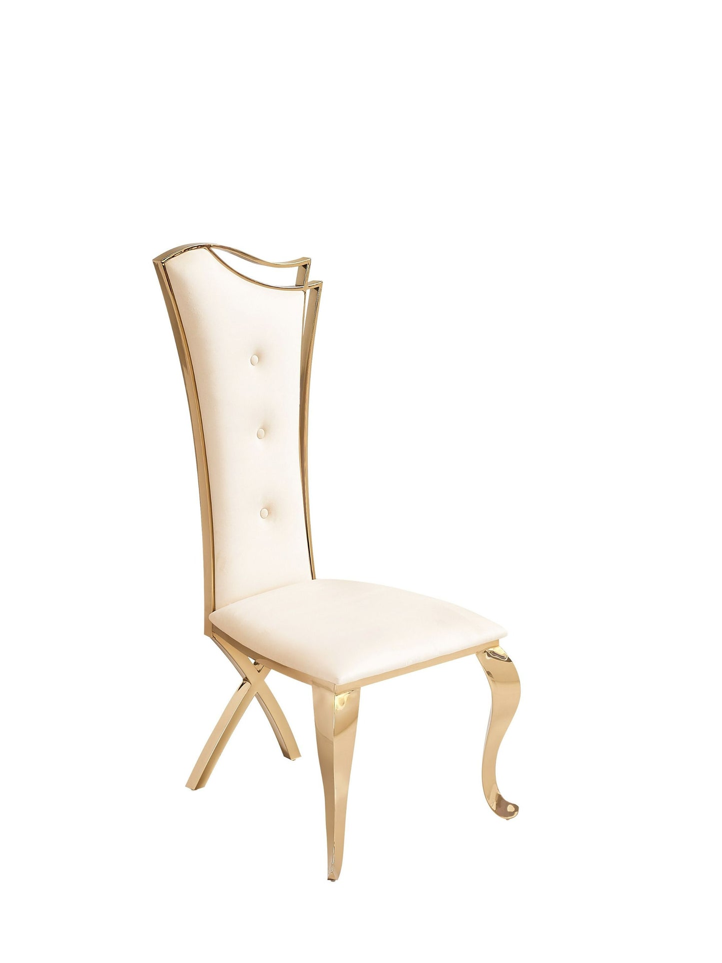 Modrest Bonnie - Modern Beige Velvet & Champagne Gold Dining Chair (Set of 2)