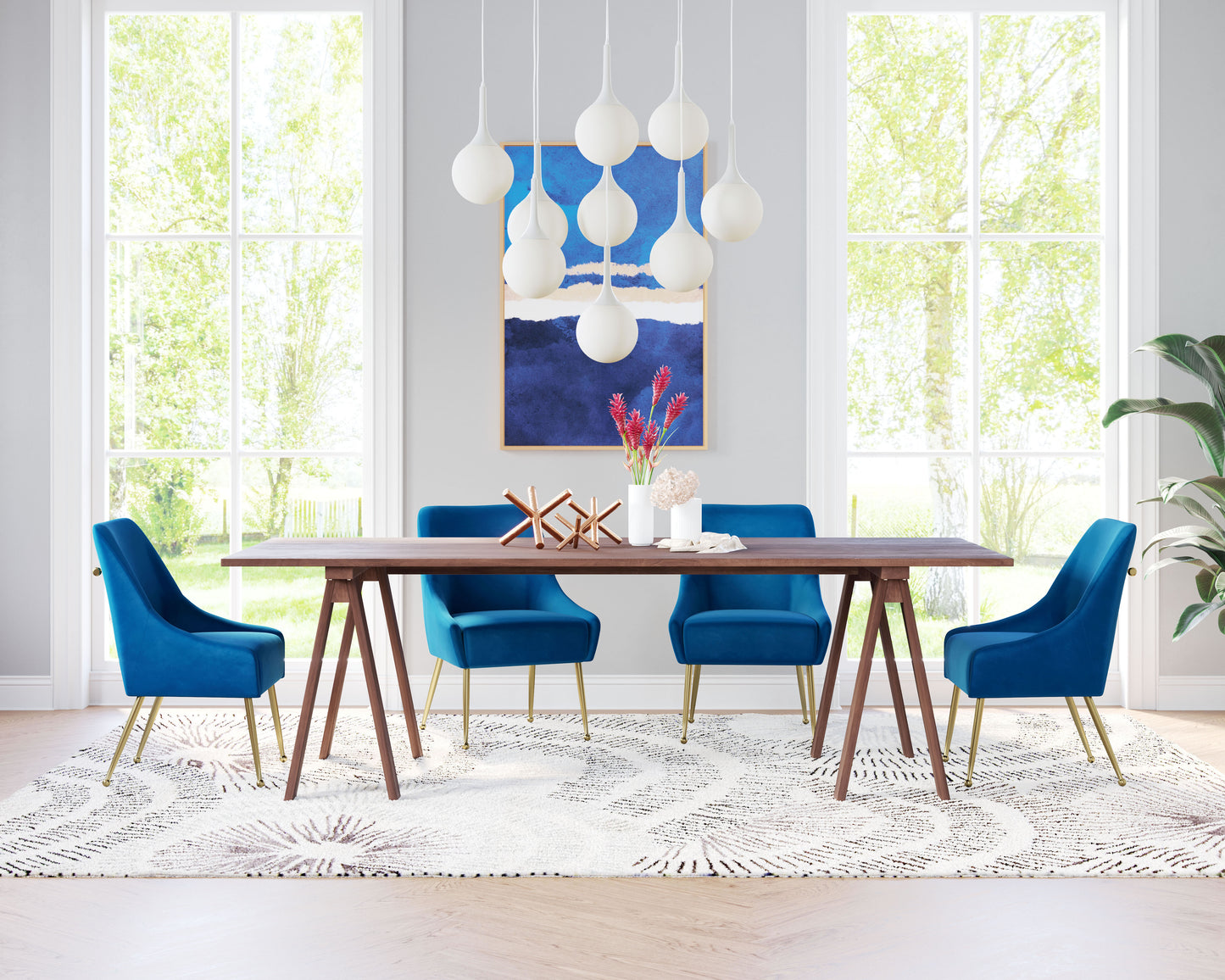 Maxine Dining Chair - Elegant Navy Blue & Gold Design for Sophisticated Dining Rooms and Contemporary Spaces