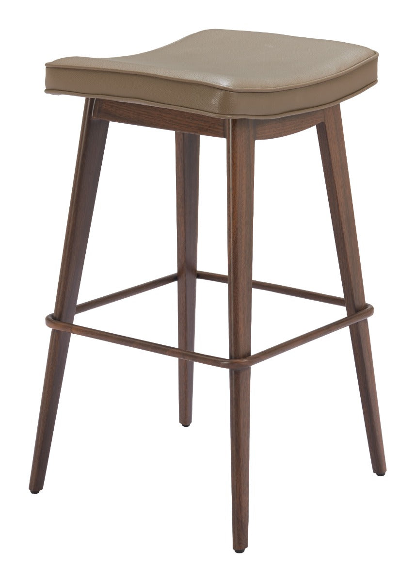Divat Barstool (Set of 2) Taupe & Walnut β Elegant and Comfortable Taupe & Walnut Barstools for Modern Kitchens or Bars