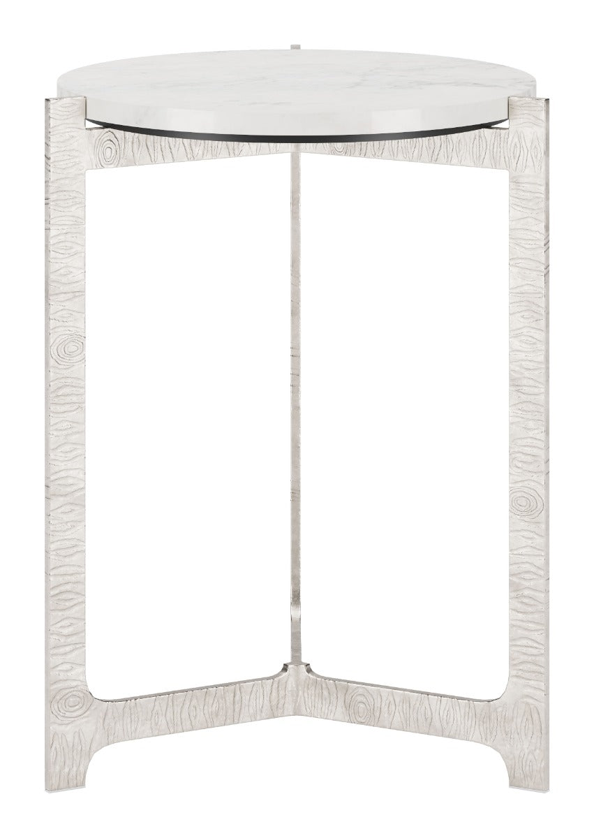 Barmas White & Silver Side Table - Stylish Modern Accent for Your Home