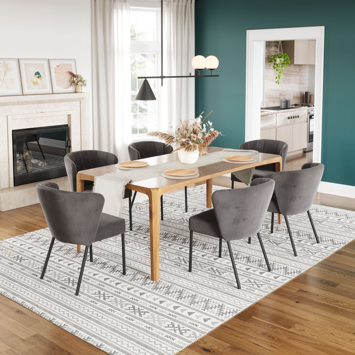 Aimee Dining Chair Set of 2 - Modern Gray Design for Stylish Dining Rooms and Contemporary Spaces