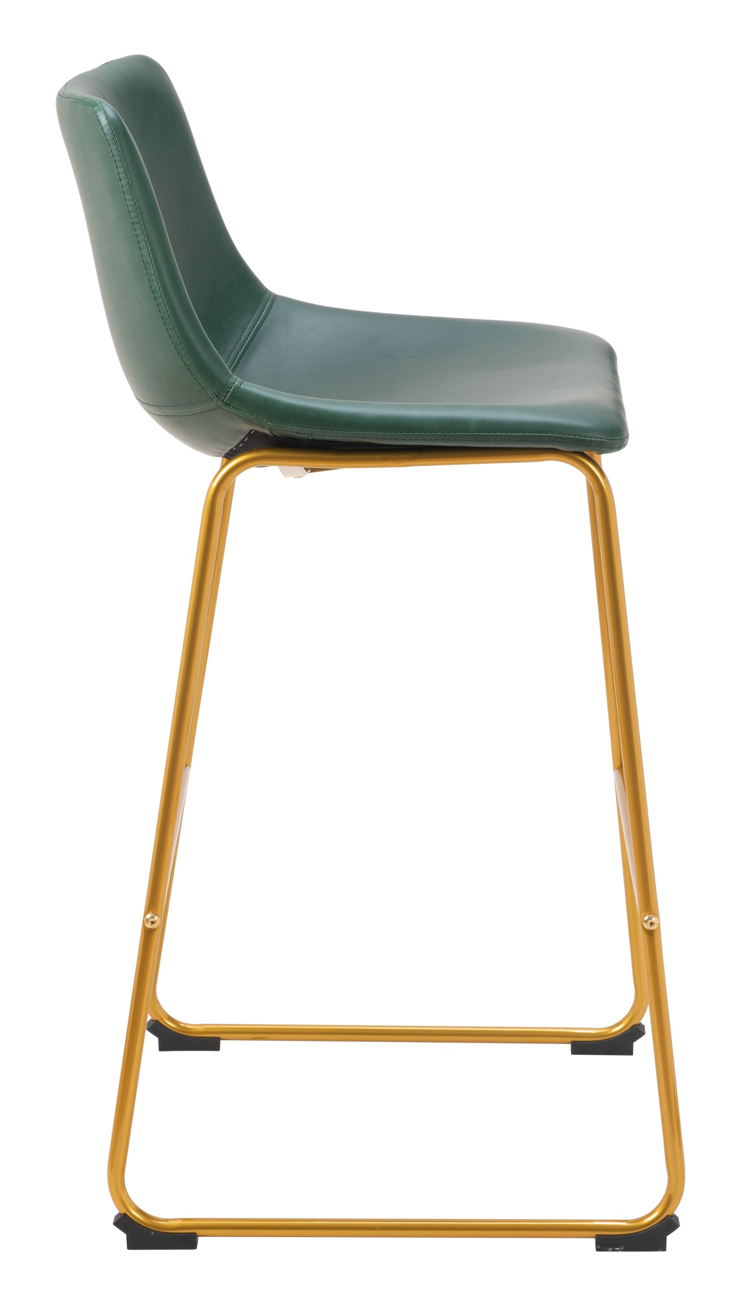 Augusta Barstool Set of 2 - Green & Gold Stylish and Modern Upholstered Barstools for Contemporary Kitchens and Bars