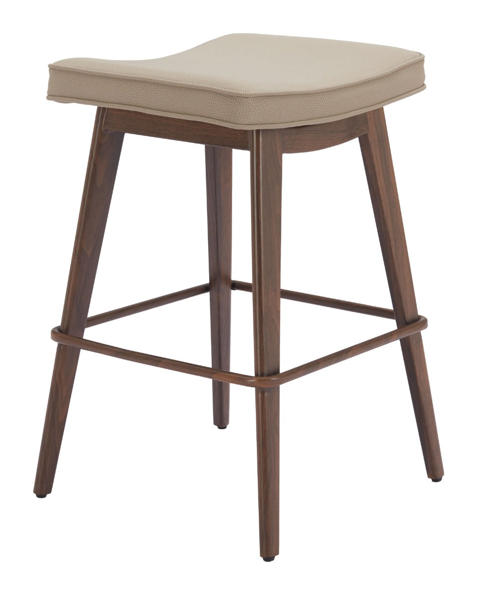 Divat Counter Stool (Set of 2) Beige & Walnut β Stylish and Durable Beige & Walnut Counter Stools for Modern Kitchens or Bars