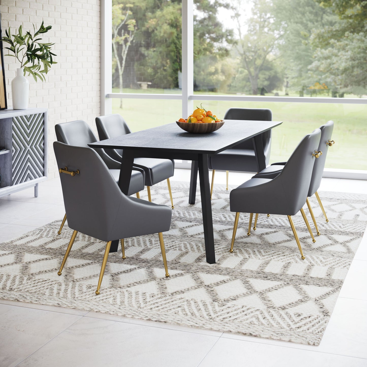 Maxine Dining Chair - Chic Gray & Gold Design for Contemporary Dining Rooms and Elegant Spaces