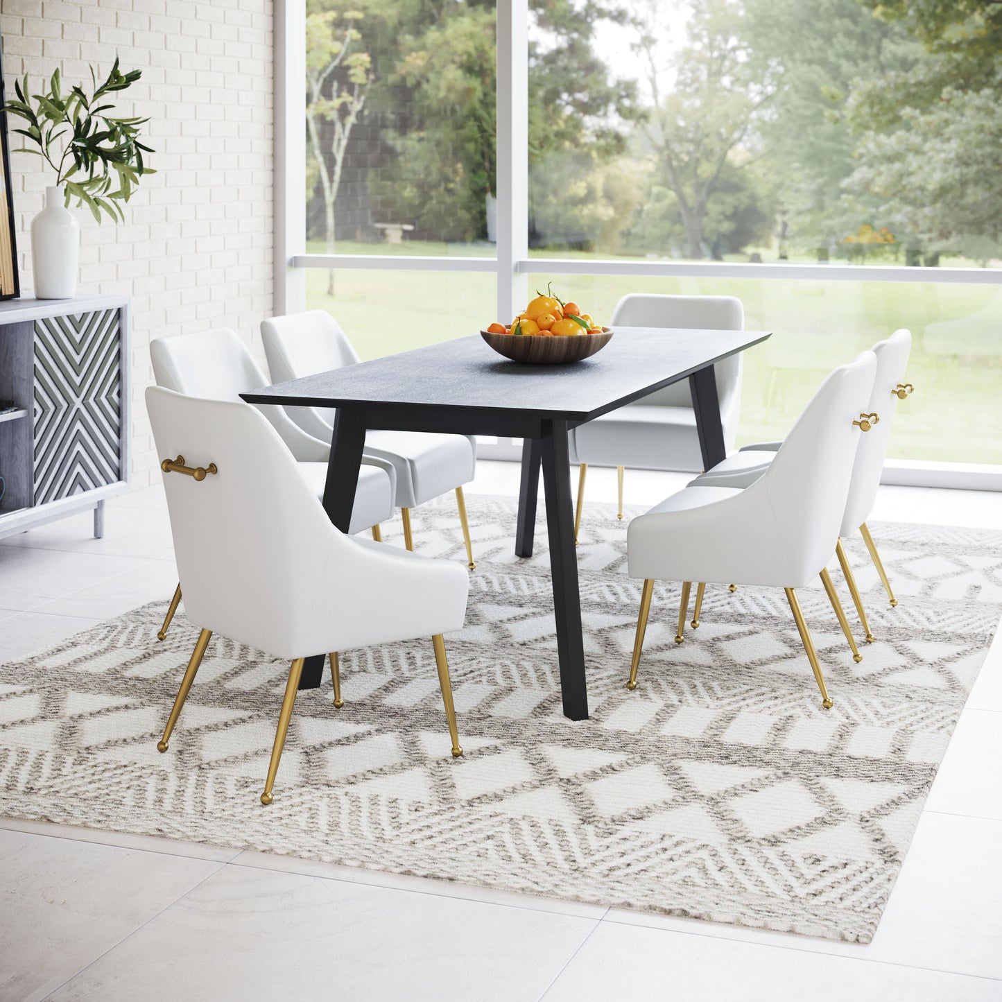 Maxine Dining Chair - Stylish White & Gold Design for Elegant Dining Rooms and Modern Decor