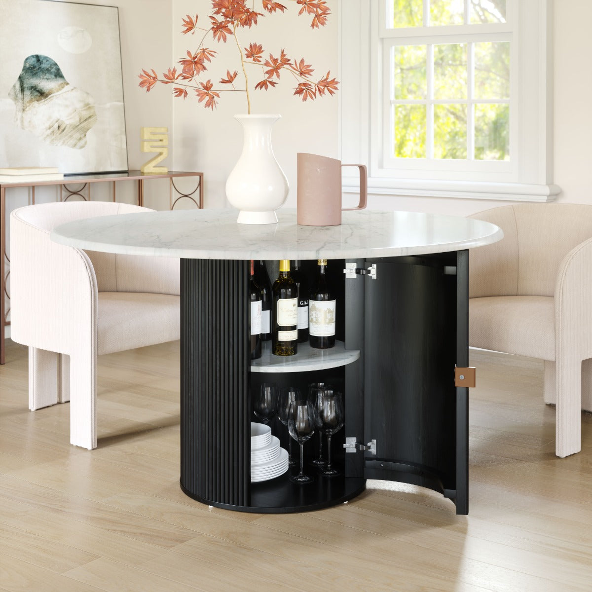Izola Dining Table White & Black β Modern and Elegant Two-Tone Dining Table for Your Dining Room or Kitchen Decor