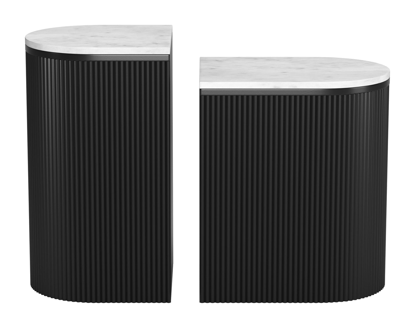 Ormara Side Table Set (2-Piece) - White & Black Stylish and Modern Side Tables for Contemporary Living Rooms and Spaces