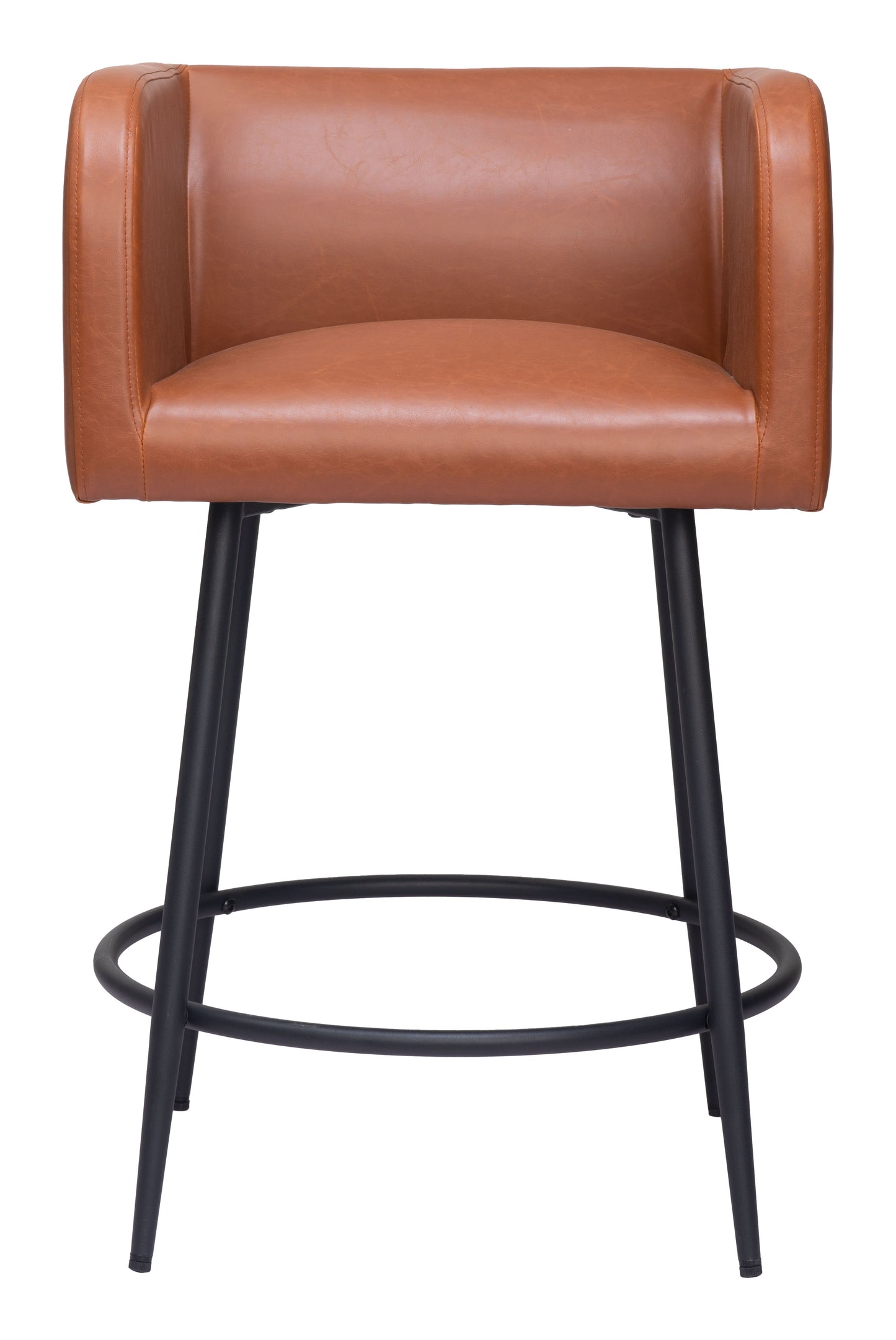 Horbat Counter Stool Set of 2 - Brown Modern and Comfortable Upholstered Stools for Contemporary Kitchens and Dining Areas