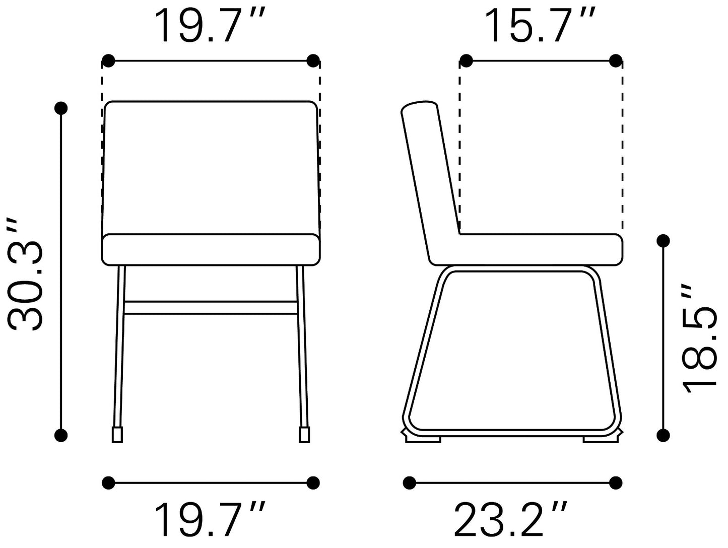 Pago Dining Chair Set of 2 - Black Stylish and Modern Upholstered Chairs for Elegant Dining Rooms